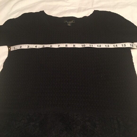 🎯3 for $30🎯 Lucky Brand sweater Womens S black basket weave knit lace bottom - Picture 7 of 9